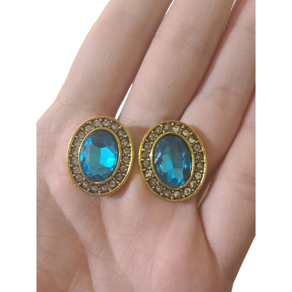 Jewelry - 18k Gold Plated Blue Stud Earrings